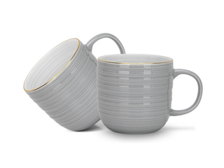 3682 FISSMAN Набор из 2 кружек FIRMINA gray 350 мл (фарфор)