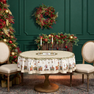 СКАТЕРТЬ  ОВАЛЬНАЯ  "ЩЕЛКУНЧИК" ,140Х180СМ ,БЕЖЕВЫЙ, 100% ХЛОПОК ,ТВИЛ