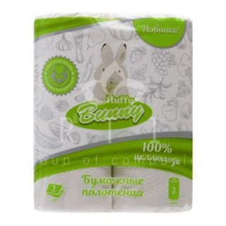 Полотенце Fluffy Bunny 2 слоя белые, 2 рулона