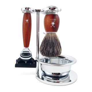 Бритвенный набор MUEHLE VIVO, слива, натуральный барсучий ворс, бритва Fusion, чаша