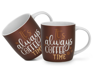 3712 FISSMAN Набор из 2-х кружек 310 мл IT'S ALWAYS COFFEE TIME (фарфор)