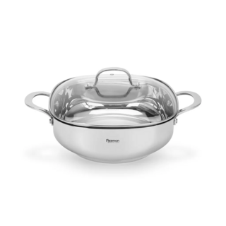 5543 FISSMAN Сотейник EXCLUSIVE PRO 26x9см / 4,6л со стеклянной крышкой (нерж.сталь)