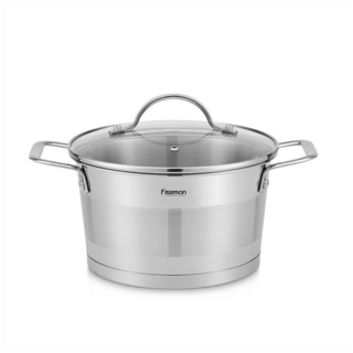 5495 FISSMAN Кастрюля TIERNO 20x11,5 см / 3,1л со стеклянной крышкой (нерж.сталь)