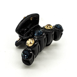 Заколка-краб для волос Preciosa, с синими и желтыми стразами, длина 3см, Чехия