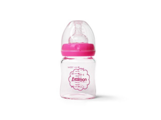 9167 FISSMAN Бутылочка для кормления 120мл, цвет Розовый (жаростойкое стекло)