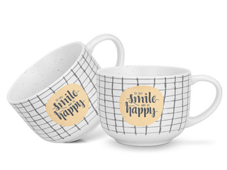 3732 FISSMAN Набор из 2-х кружек 580 мл SMILE HAPPY CHECKED (фарфор)
