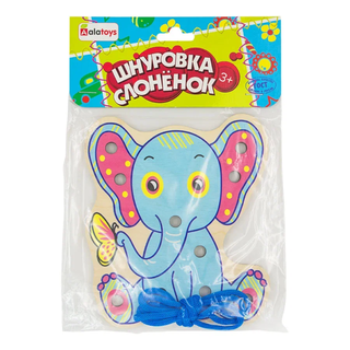 Шнуровка Слоненок, развивающая игрушка для детей, арт. ШН52