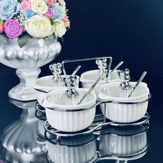 Набор из 4 баночек для специй, Lenardi, 150 мл, в подарочной упаковке, фарфор, арт.106-323