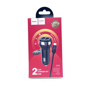 АЗУ HOCO Z40 2xUSB, 2.4A + кабель USB-C, 1м (черный)