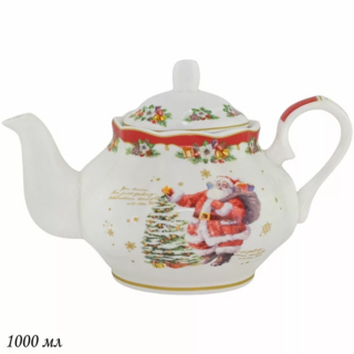 Чайник Lenardi 1 л  НОВОГОДНИЙ в подарочной упаковке. Фарфор, арт. 205-294