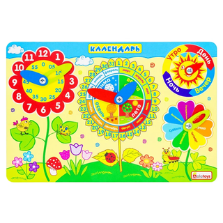 Бизиборд Календарь с цветами, развивающая игрушка для детей, арт. ЧС03