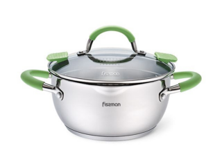 5502 FISSMAN Кастрюля CHARLOTTE 24x12,5см / 4,7л со стеклянной крышкой (нерж.сталь)