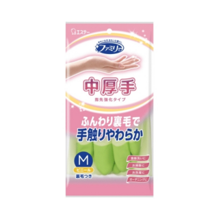 712120 "ST" "Family" Перчатки для бытовых и хозяйственных нужд (винил, с  уплотнением в области кончиков пальцев, средней толщины, размер M (зеленые) 1/120