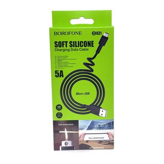 USB кабель BOROFONE BX31 Soft Silicone Micro USB, 1м, 2.4A, силикон (черный)