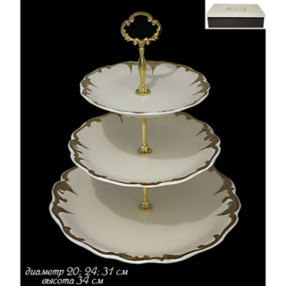 Трёхъярусная этажерка Lenardi Амелия, фарфор, в подарочной упаковке, арт. 666-354
