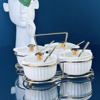 Набор из 4 баночек для специй, Lenardi, 150 мл, в подарочной упаковке, фарфор, арт.106-317