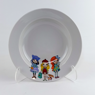 Тарелка глубокая Дулевский фарфор 200 мм форма Гладкий край рисунок Девочки