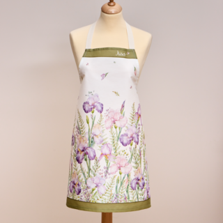 ФАРТУК "ИРИСЫ",100% ХЛОПОК,БЕЛЫЙ,ТВИЛ,ПРОПИТКА