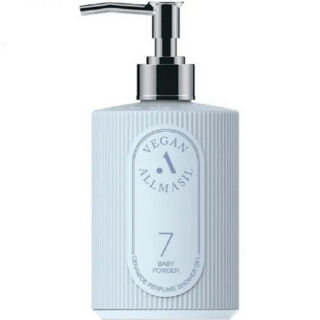 061788  "ALLMASIL"  Питательный парфюмированный гель для душа с церамидами ALLMASIL 7 Baby Powder с натуральным пудровым ароматом хлопка 500 мл 1/24