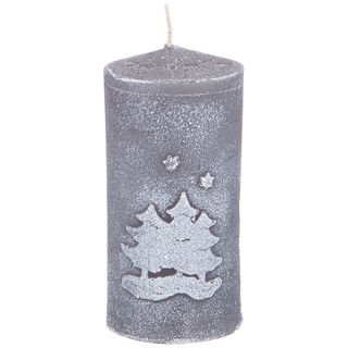 Свеча Bronco Столбик Ели серая, 5х9,5 см