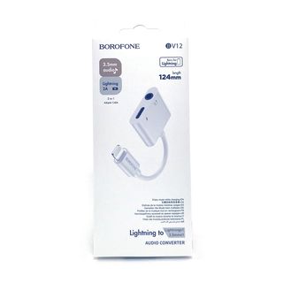 Аудио-переходник BOROFONE BV12 Lightning 8-pin - Lightning 8-pin + 3.5 мм (белый)
