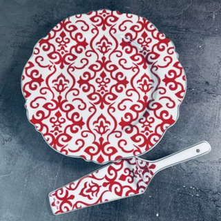 Тортовница  с лопаткой Lenardi 27 см, фарфор, в подарочной упаковке, арт. 122-049