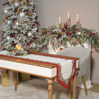 ДОРОЖКА "МОРОЗКО.СНЕГИРИ "45Х215СМ ,КРАСНЫЙ, 100% ХЛОПОК,ТВИЛ ПРОПИТКА