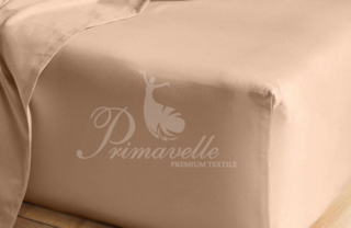 Простыня хлопковая персиковая на резинке, размер 160х200