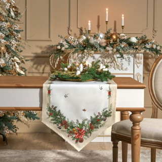 ДОРОЖКА НА СТОЛ "CELEBRATION", 45Х145СМ, БЕЖЕВЫЙ, 100% ХЛОПОК,ТВИЛ