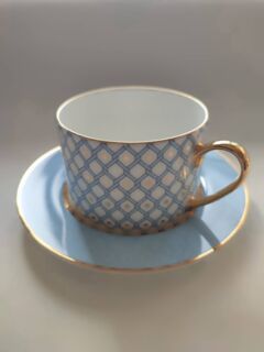 Чашка с блюдцем Императорский фарфоровый завод форма Идиллия рисунок Азур 1