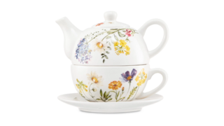Набор Эгоист Decor de table Полевые цветы чайник 250 мл, чашка чайная 250 мл, керамика, белый