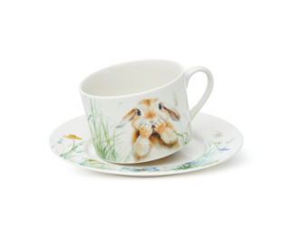 13726 FISSMAN Чашка RABBIT 200мл с блюдцем (фарфор)