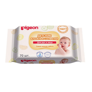 PIGEON Салфетки влажные для рук и рта, детские, 70 шт