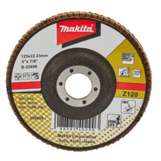 Диск шлифовальный лепестковый  Makita Z120, 125мм, PREMIUM, стекловолокно, угловой