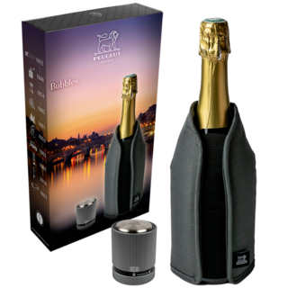 Peugeot BUBBLES - Набор 2 предмета рубашка для охлаждения + пробка для шампанского, серый