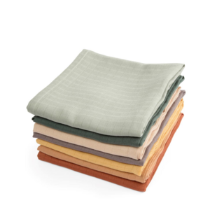 Набор муслиновых пеленок Sebra, 7 шт, микс с терракотовым