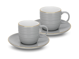 3683 FISSMAN Набор из 2 чашек FIRMINA gray 180 мл с блюдцами (фарфор)