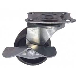 Колесо поворотное c тормозом 73мм термостойкое чугун, сталь ScBss 93