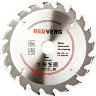 Диск пильный по дереву RedVerg твердосплавный 140х20/16/12.7 мм, 20 зубьев