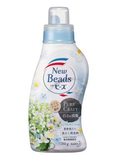 Мягкий гель для стирки белья KAO New Beads Pure Craft Травяной Фреш с ароматом ландыша и ромашки, бутылка с колпачком-дозатором, 780г