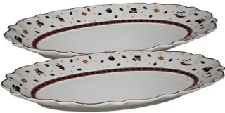 Набор из 2 овальных блюд 35см. НОВОГОДНИЙ в под.уп., Фарфор, арт 105-610