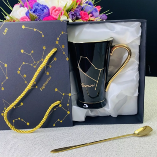 Кружка с ложкой Lenardi Близнецы 390мл, фарфор, в подарочной упаковке, арт. 106-227