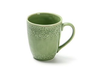 6347 FISSMAN Кружка с узором Lykke 420мл, цвет Зеленый (керамика)