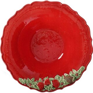 Салатник Bordallo Pinheiro Рождественская гирлянда 34 см, керамика, красный