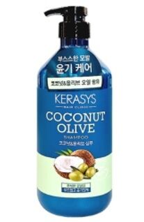 381632 "Kerasys" Шампунь для поврежденных волос с натуральными маслами оливы и кокоса 800 мл 1/8
