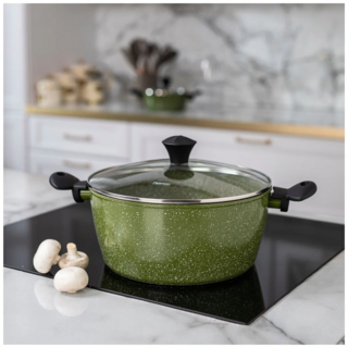 14454 FISSMAN Кастрюля JENNY 28x12,8см / 6,7л со стеклянной крышкой (алюминий)