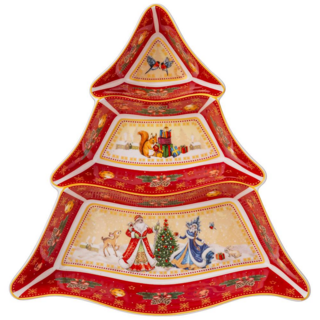 МЕНАЖНИЦА-ЕЛКА LEFARD "ДЕД МОРОЗ И СНЕГУРОЧКА" 24*24*3 СМ КРАСНАЯ