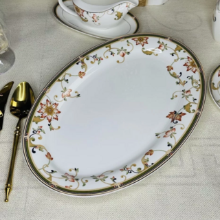 Овальное блюдо Lenardi 35,5см КАССИОПЕЯ в подарочной упаковке. Костяной фарфор, арт. 145-388