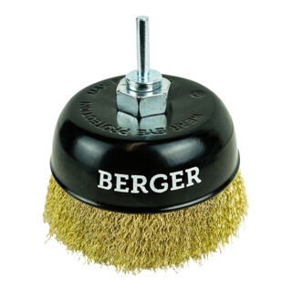 Кордщётка чашеобразная (латунированная сталь 0.3 мм, диаметр 125 мм, гайка М14 + хвостовик 6 мм) BERGER BG1742
