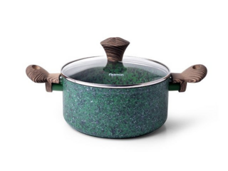 4319 FISSMAN Кастрюля MALACHITE 24x10,9см / 4,7л со стеклянной крышкой (алюминий)